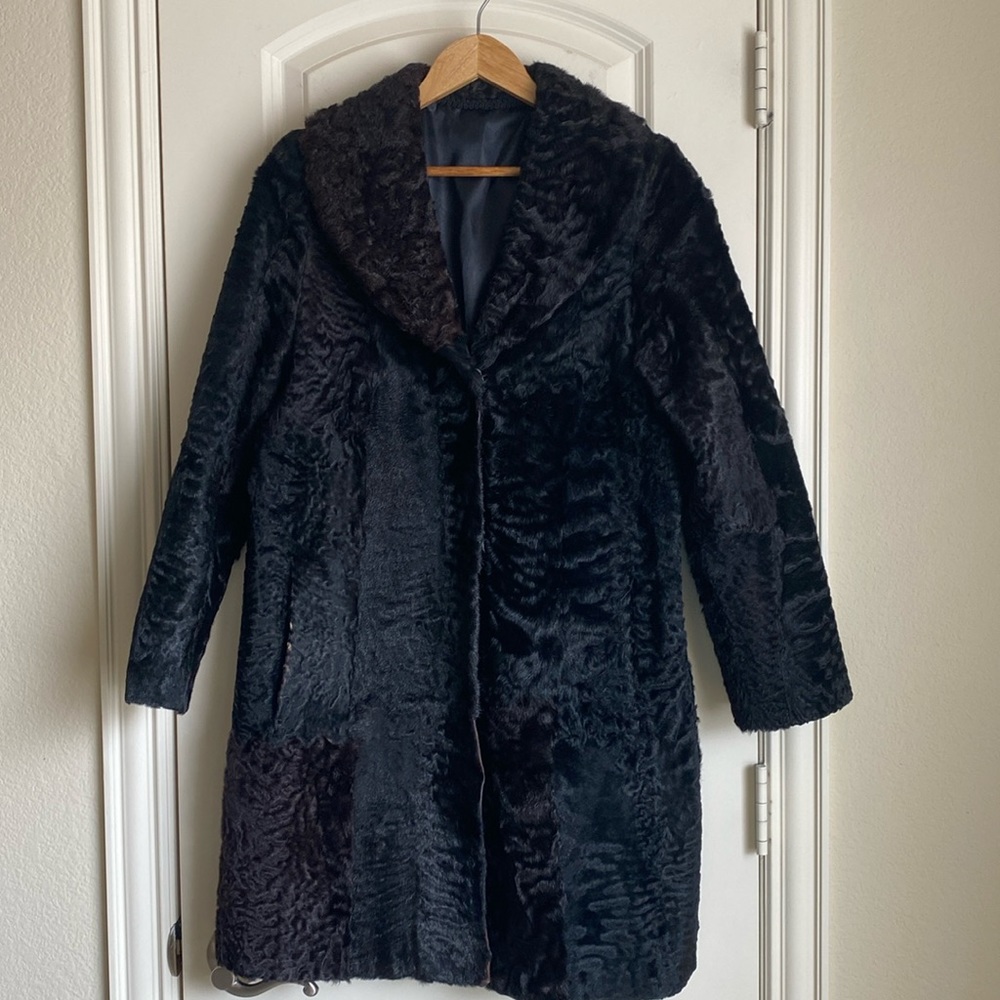 Vintage Astrakan Persian Lamb Fur Coat Size M